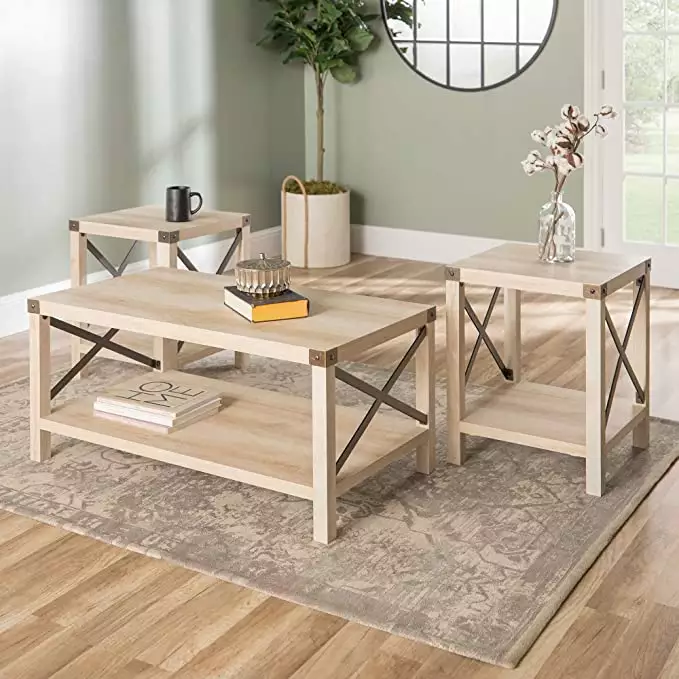 Relaxliving Modern Design Large Storage Shelf Living Room Coffee Table