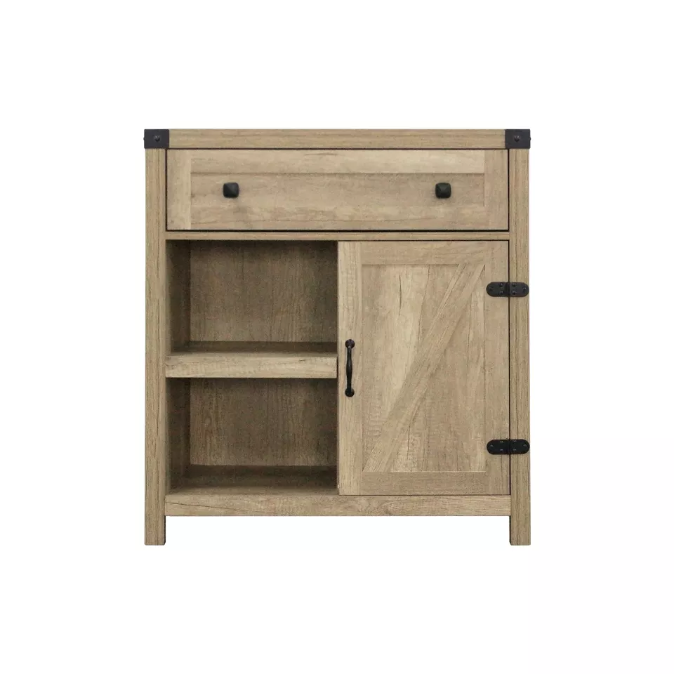 White Rustic Oak Accent home furniture Farmhouse bare wood style side Storage Cabinet